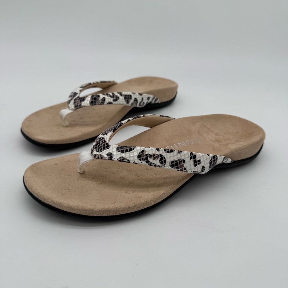Vionic Dillon White Snake Leather Toe Post Thong … - image 1